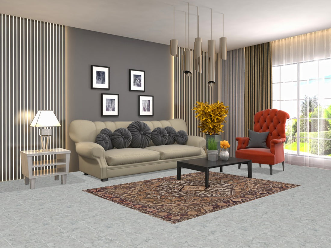 Vintage Geometric Bakhtiari Persian Rug 5x7