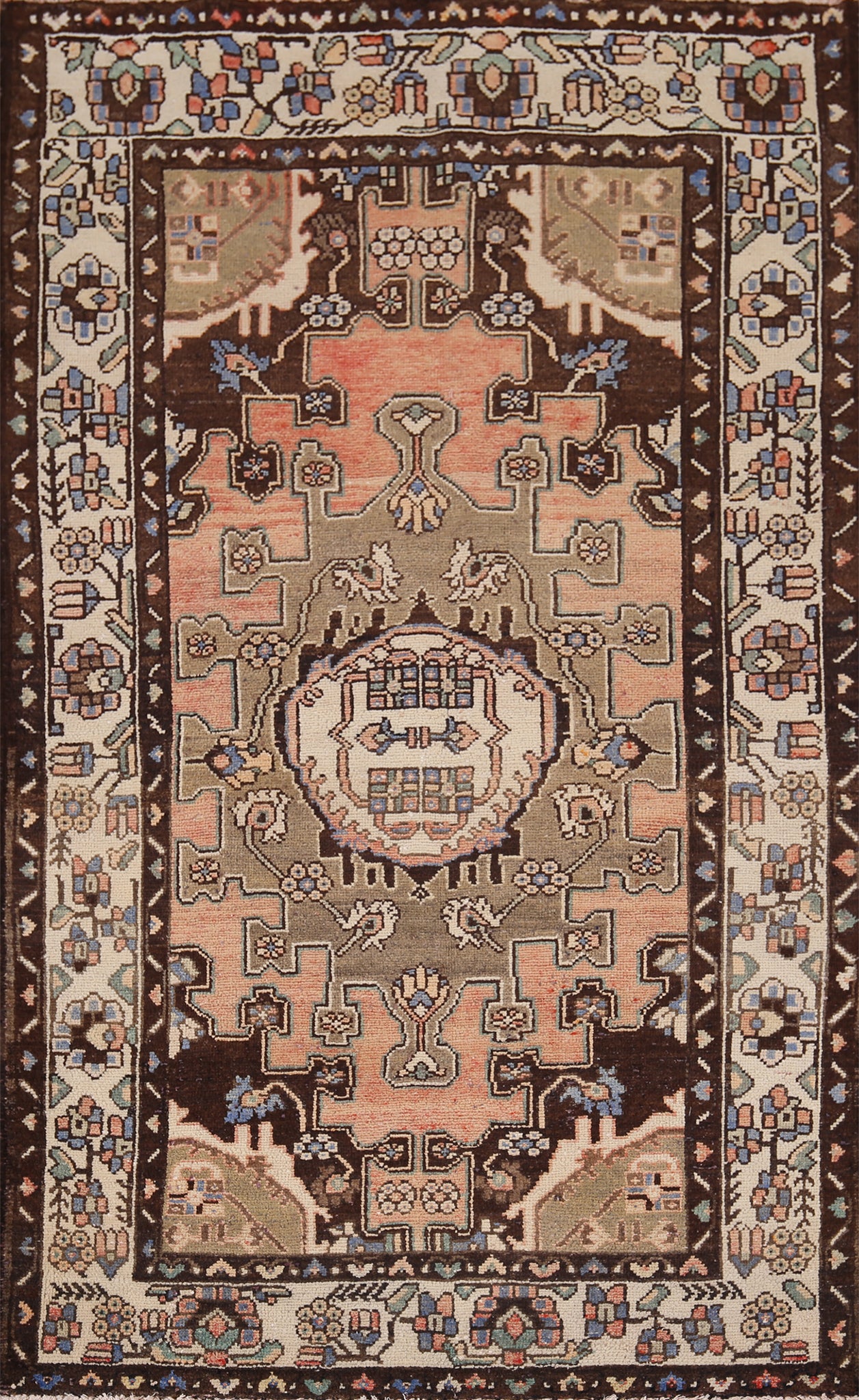 Vintage Wool Hamedan Persian Rug 4x6