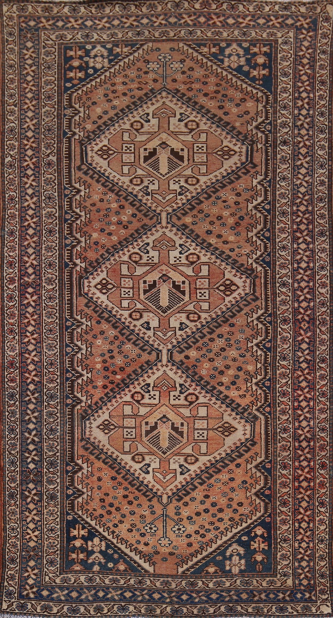 Vintage Geometric Bakhtiari Persian Area Rug 5x10