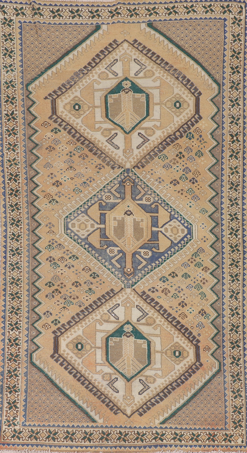 Vintage Wool Bakhtiari Persian Area Rug 5x9