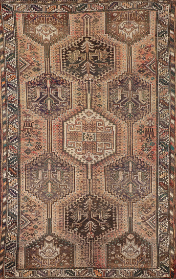 Tribal Geometric Qashqai Persian Area Rug 5x8