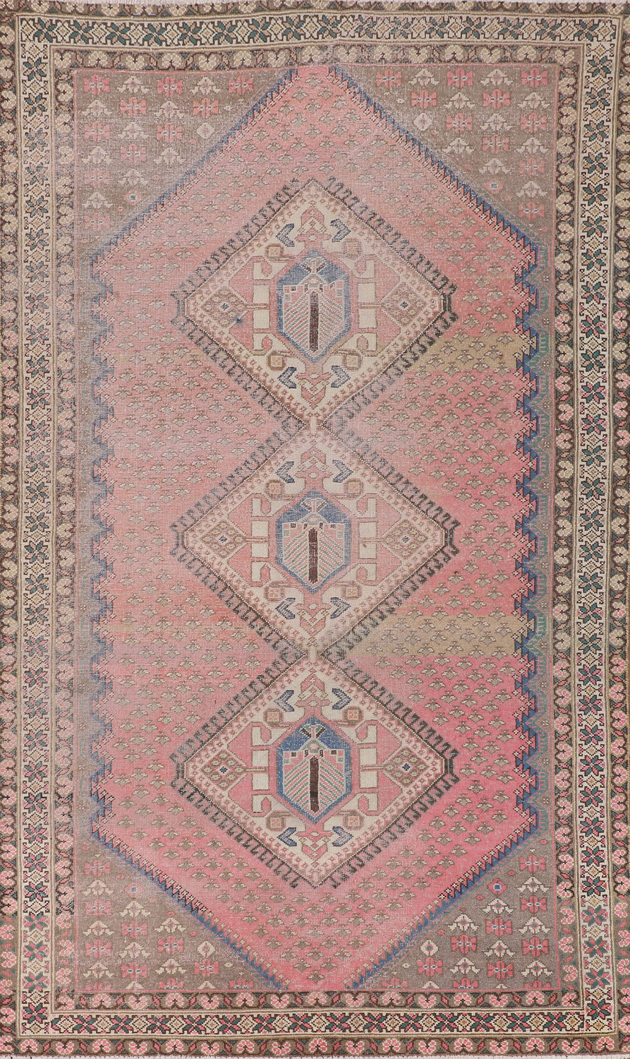 Distressed Pink Bakhtiari Persian Area Rug 6x10