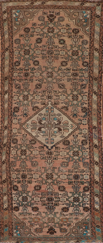 Distressed Wool Hamedan Persian Runner Rug 3x10