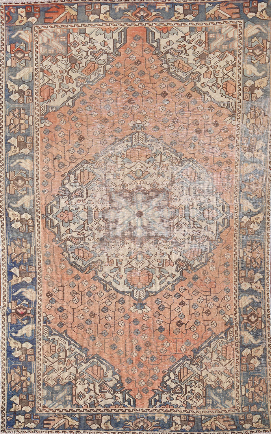 Vintage Distressed Bakhtiari Persian Accent Rug 4x7