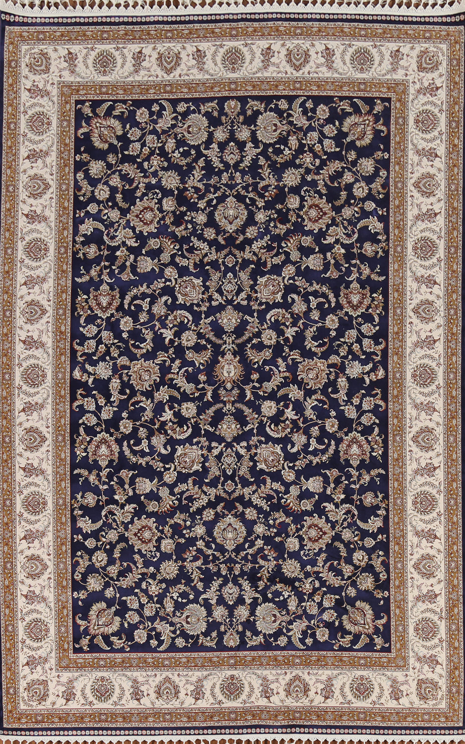 Traditional Blue Qum Turkish Area Rug 7x10