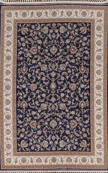 Traditional Blue Qum Turkish Area Rug 7x10