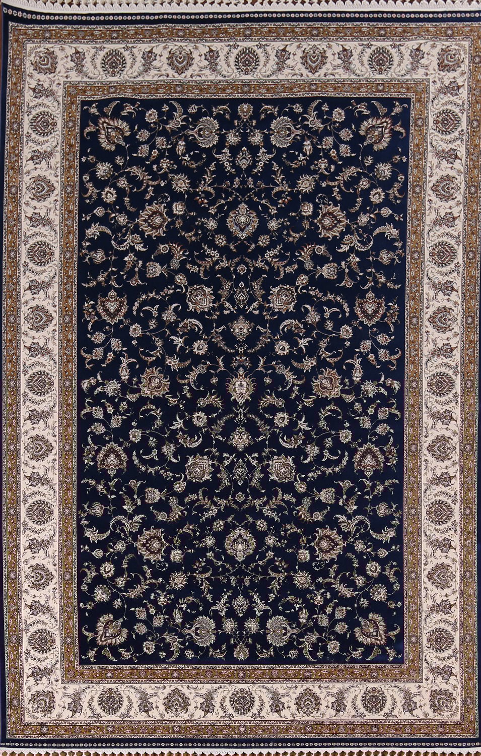 Navy Blue Turkish Qum Living Room Area Rug 7x10