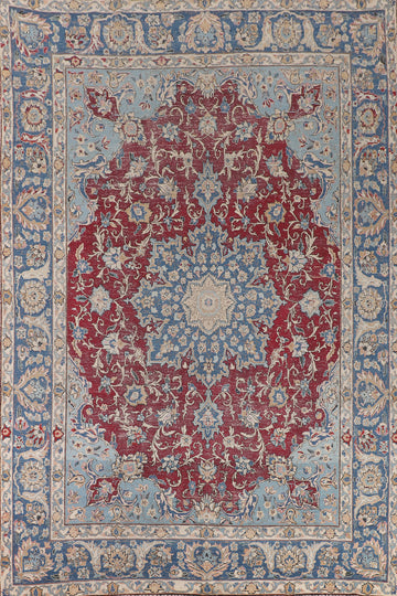 Distressed Vintage Mashad Persian Area Rug 8x11