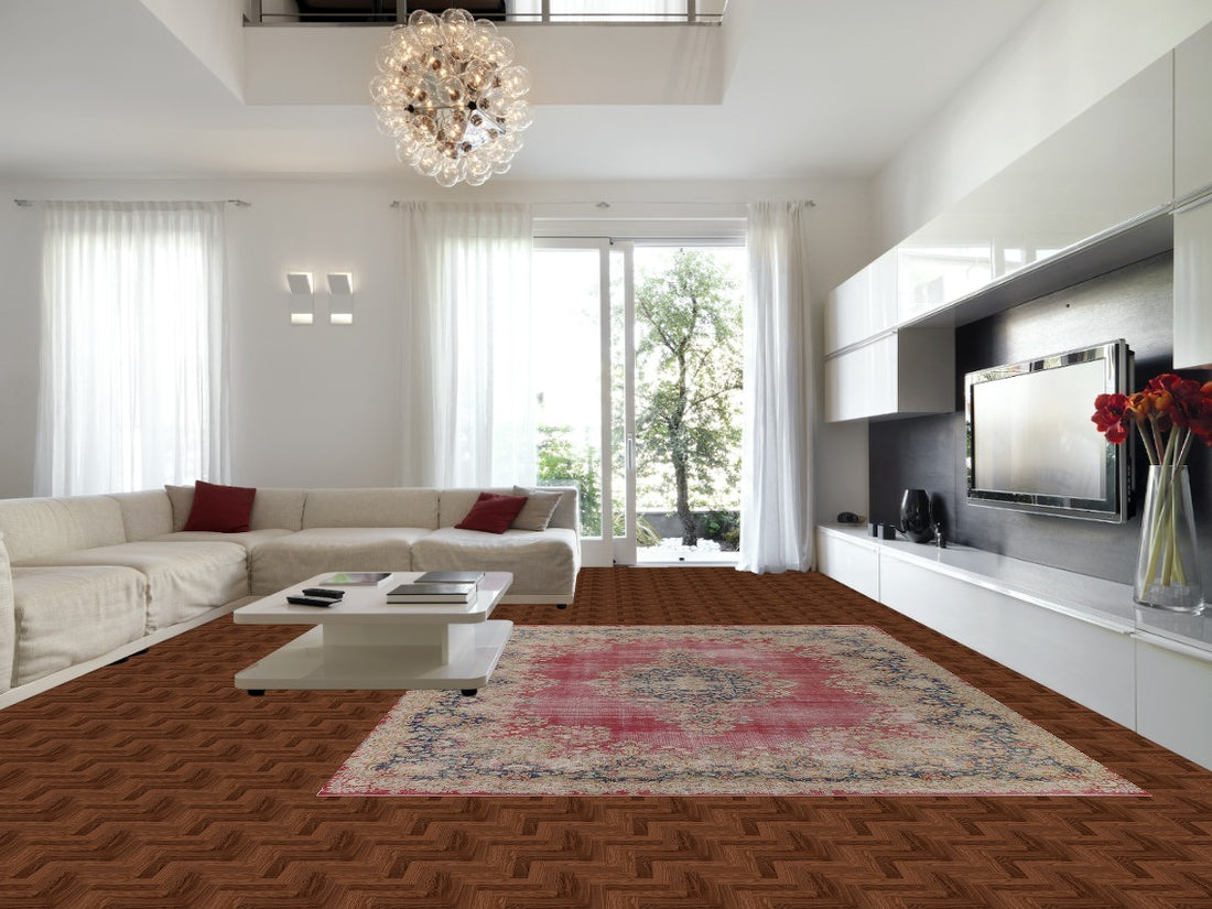Distressed Pink Kerman Persian Area Rug 10x13