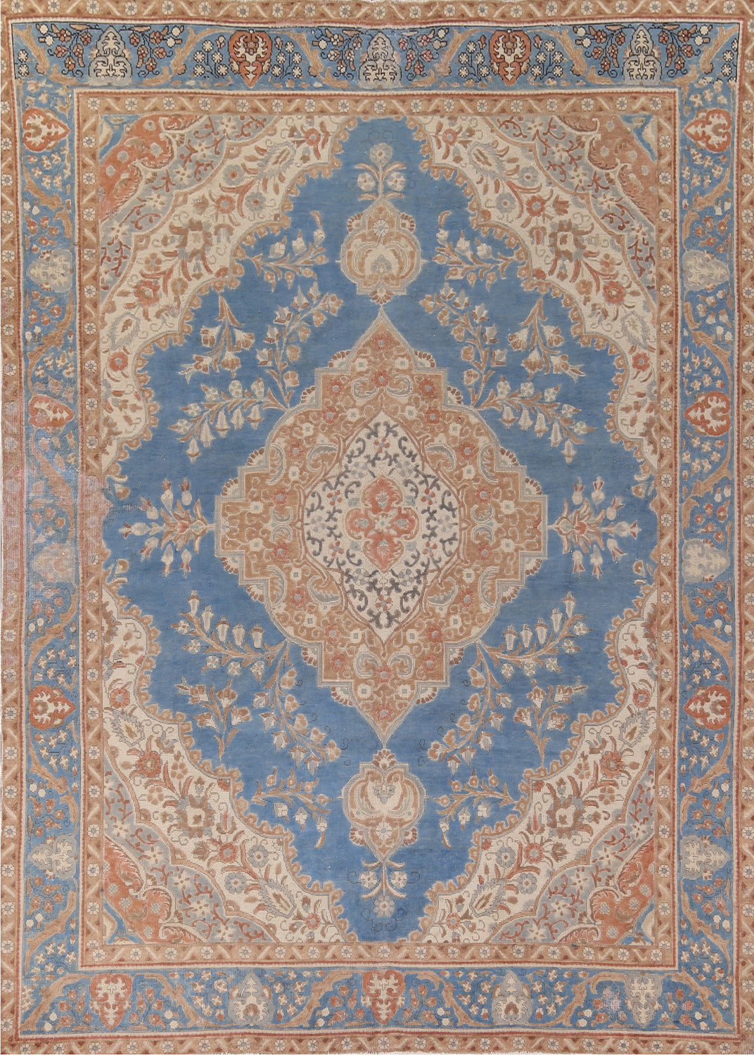 Handmade Blue Tabriz Persian Area Rug 9x13