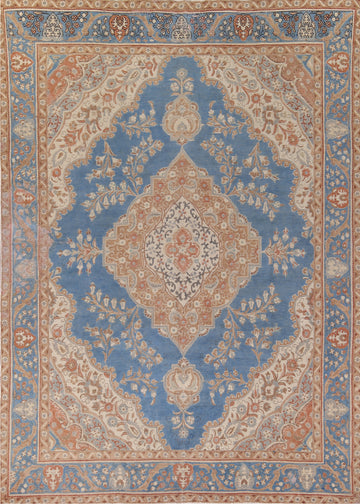 Handmade Blue Tabriz Persian Area Rug 9x13