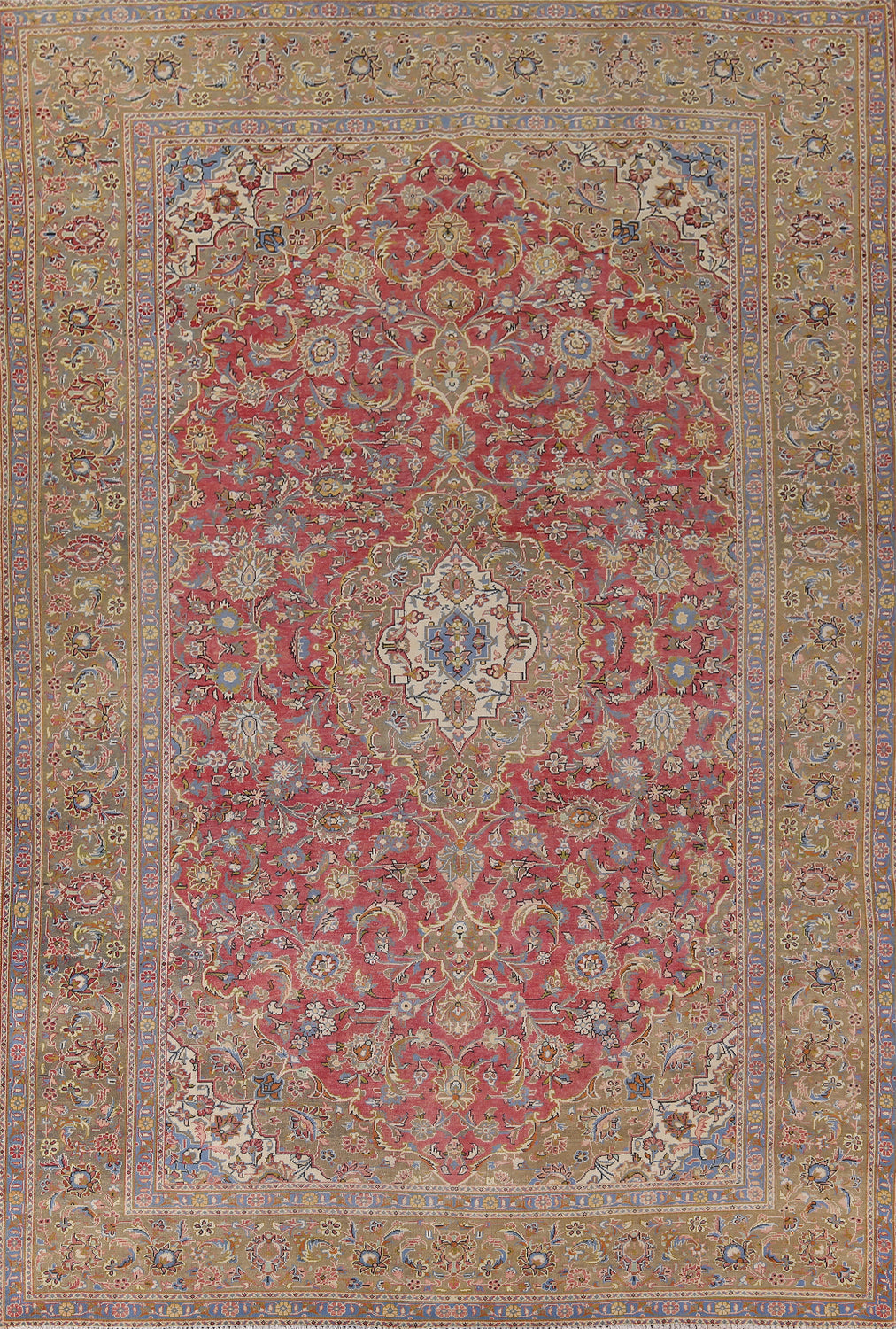 Handmade Floral Mashad Persian Area Rug 9x13