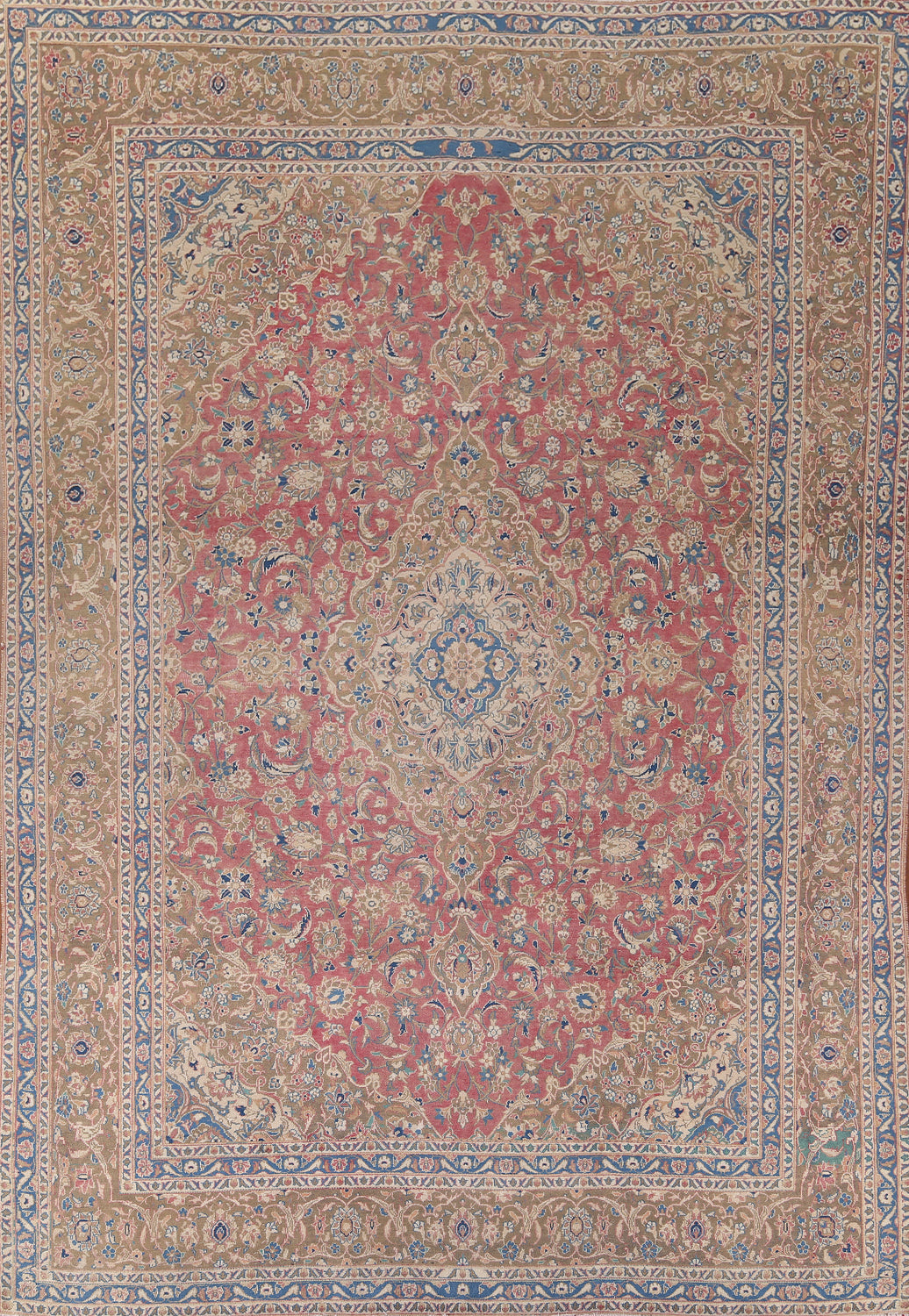 Traditional Pink Mashad Persian Area Rug 9x12