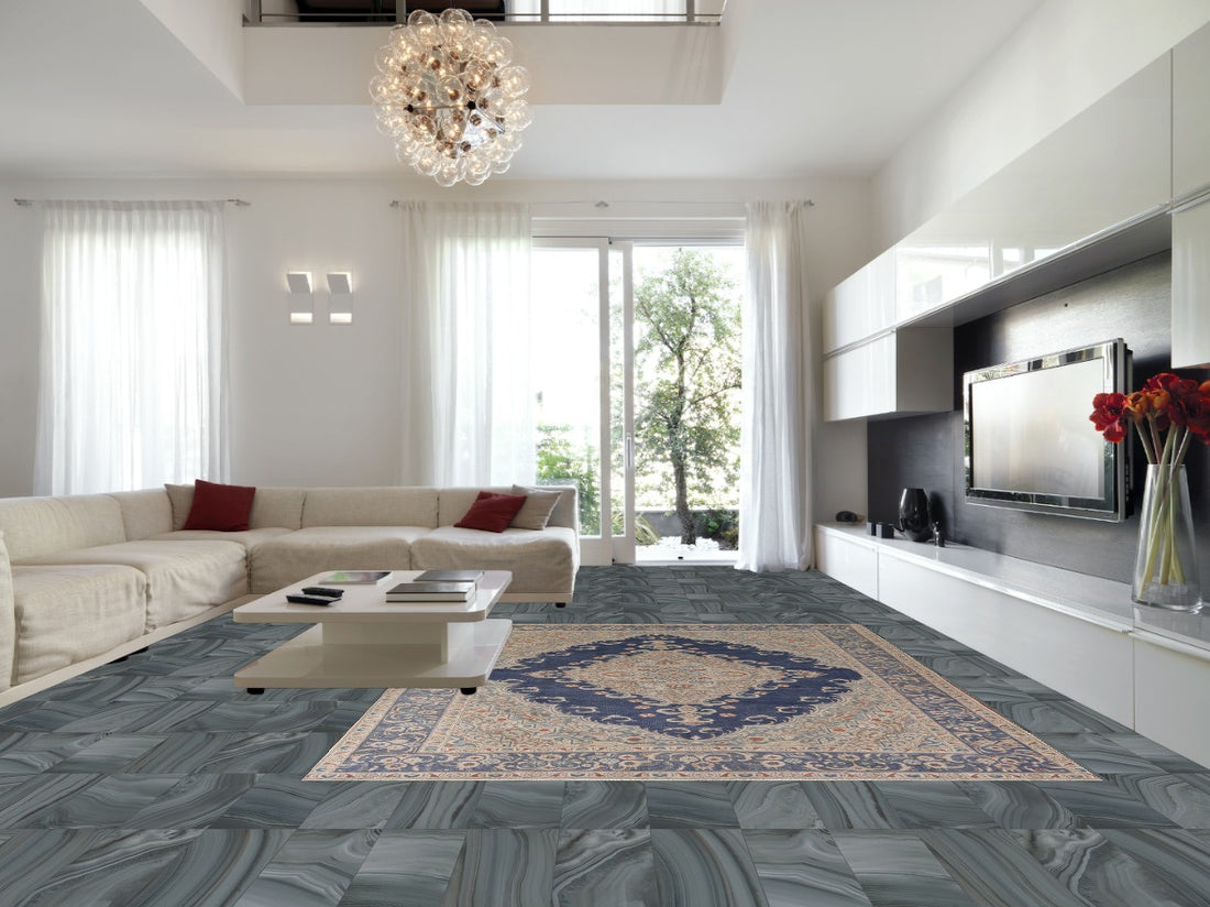 Handmade Blue Tabriz Persian Area Rug 10x13