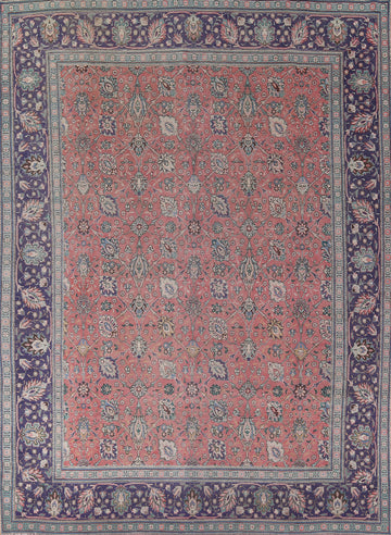All-Over Floral Pink Tabriz Persian Area Rug 10x12
