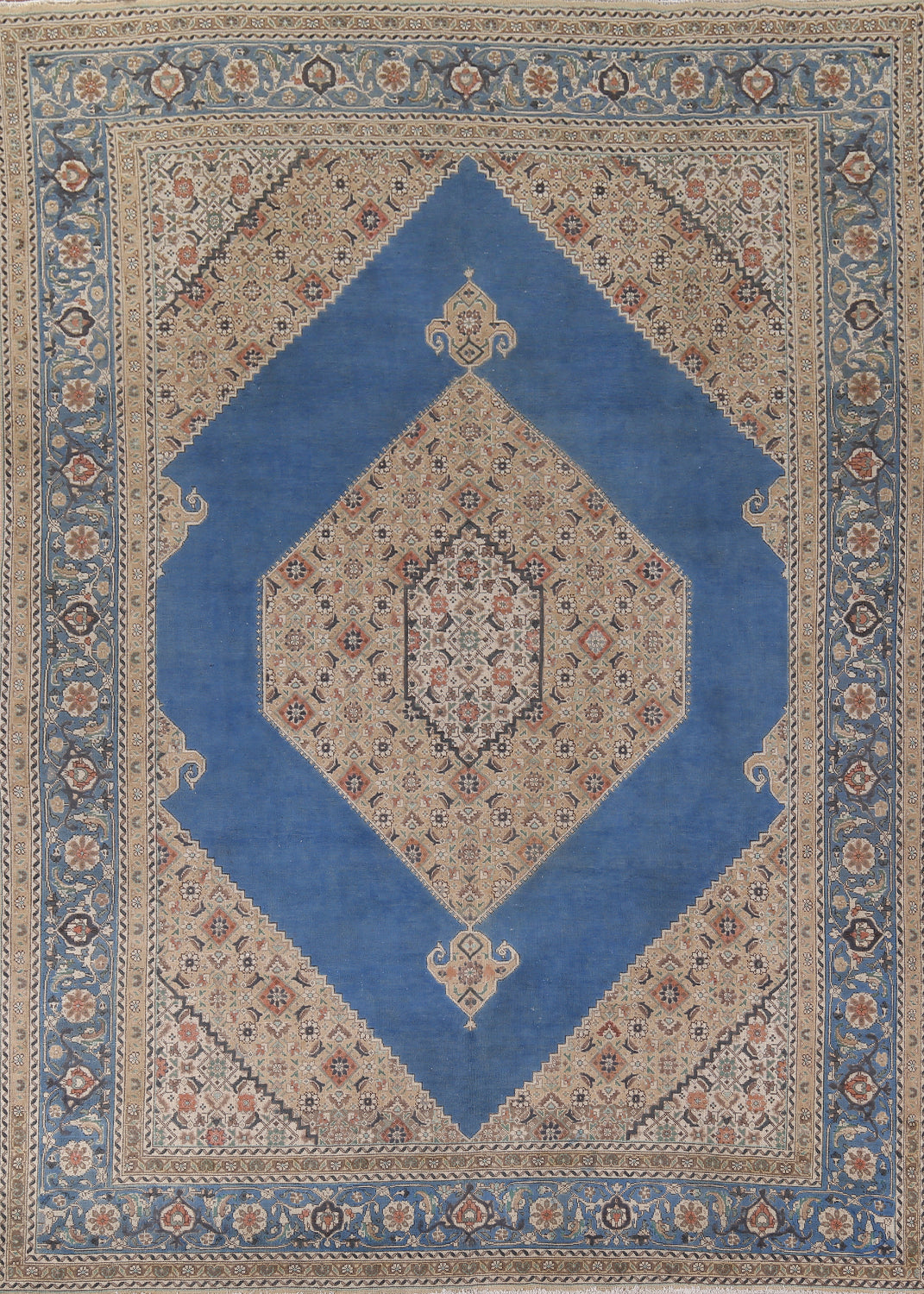 Blue Geometric Tabriz Persian Area Rug 10x13