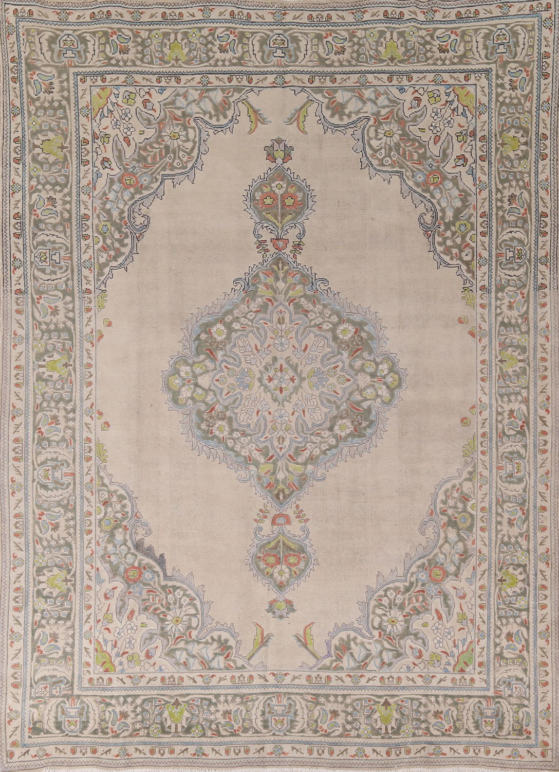 Vintage Wool Tabriz Persian Area Rug 9x11