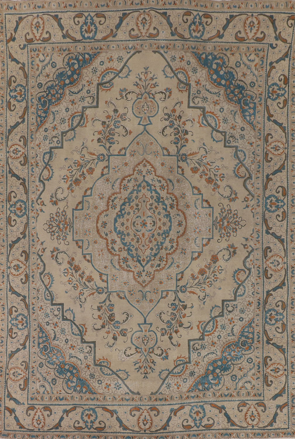 Distressed Wool Tabriz Persian Area Rug 9x13