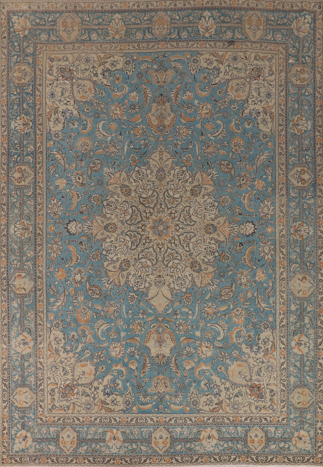 Handmade Blue Tabriz Persian Area Rug 10x13