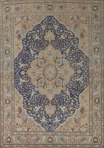 Vintage Blue Tabriz Persian Area Rug 10x13