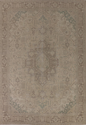 Distressed Muted Tabriz Persian Area Rug 10x13