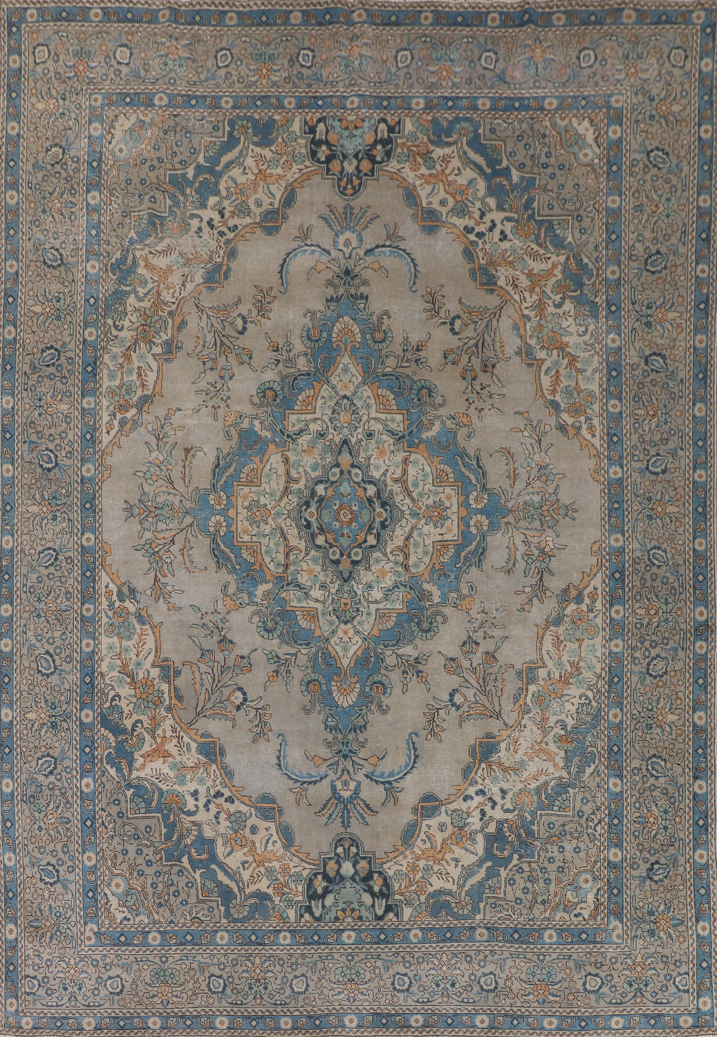 Distressed Wool Tabriz Persian Area Rug 9x13