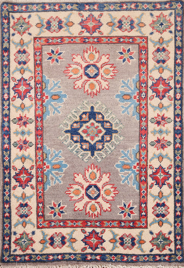 Geometric Wool Kazak Oriental Accent Rug 2x3