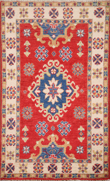 Red Geometric Kazak Foyer Rug 2x3
