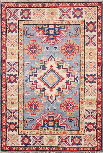 Light Blue Kazak Oriental Foyer Rug 2x3