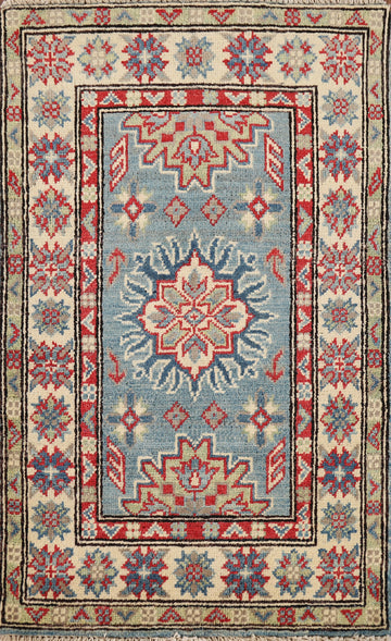 Light Blue Kazak Handmade Foyer Rug 2x3