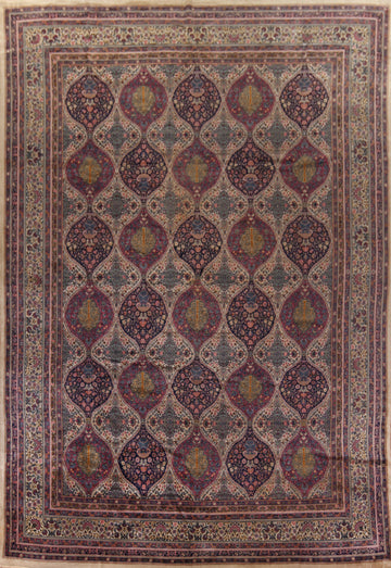 Antique Vegetable Dye Kerman Persian Large Rug 13x17