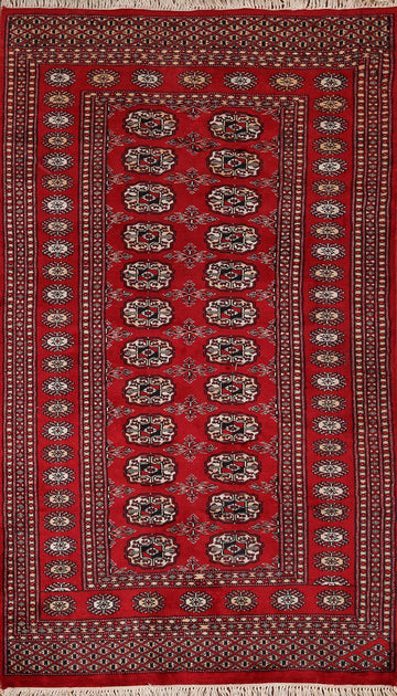 Red Geometric Bokhara Oriental Foyer Rug 3x5