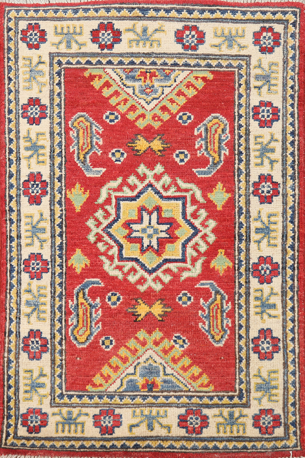 Geometric Red Kazak Oriental Accent Rug 2x3