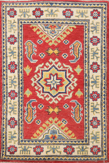 Geometric Red Kazak Oriental Accent Rug 2x3