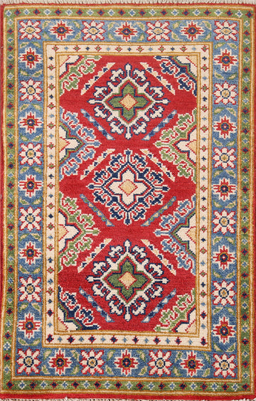 Geometric Wool Kazak Oriental Rug 2x3
