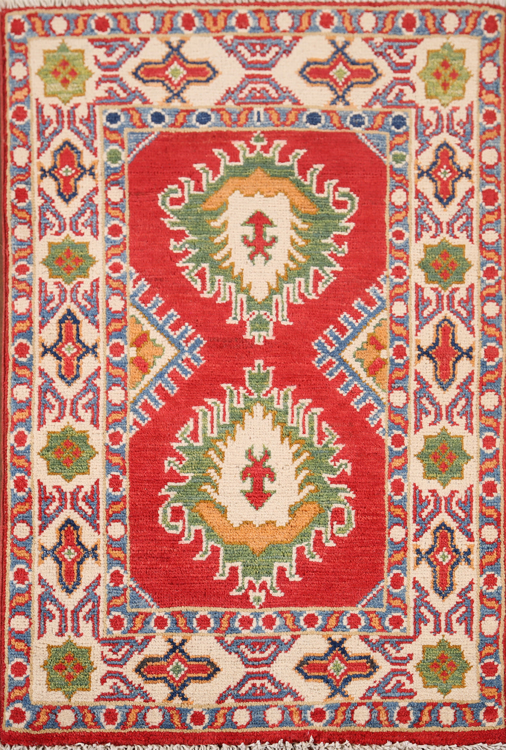 Red Geometric Kazak Oriental Accent Rug 2x3