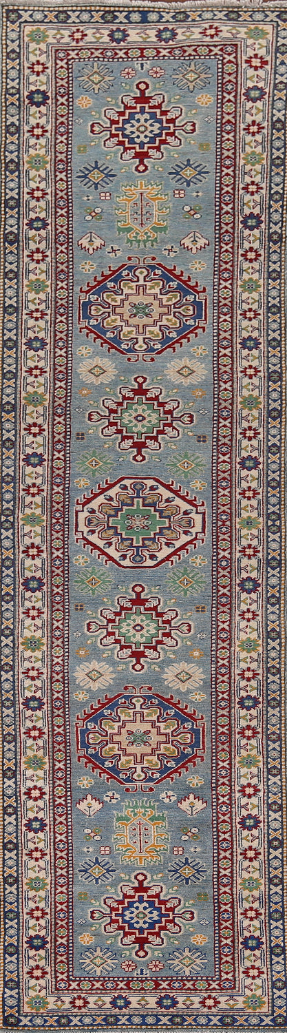 Light Blue Kazak Oriental Runner 3x13