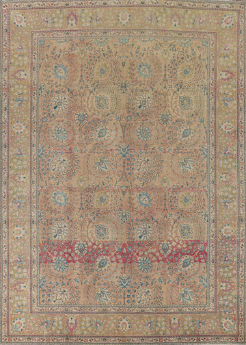 Distressed Floral Tabriz Persian Area Rug 10x13