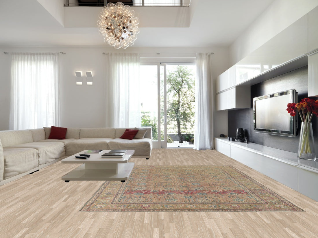 Distressed Floral Tabriz Persian Area Rug 10x13