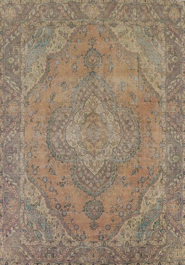 Distressed Wool Tabriz Persian Area Rug 10x13