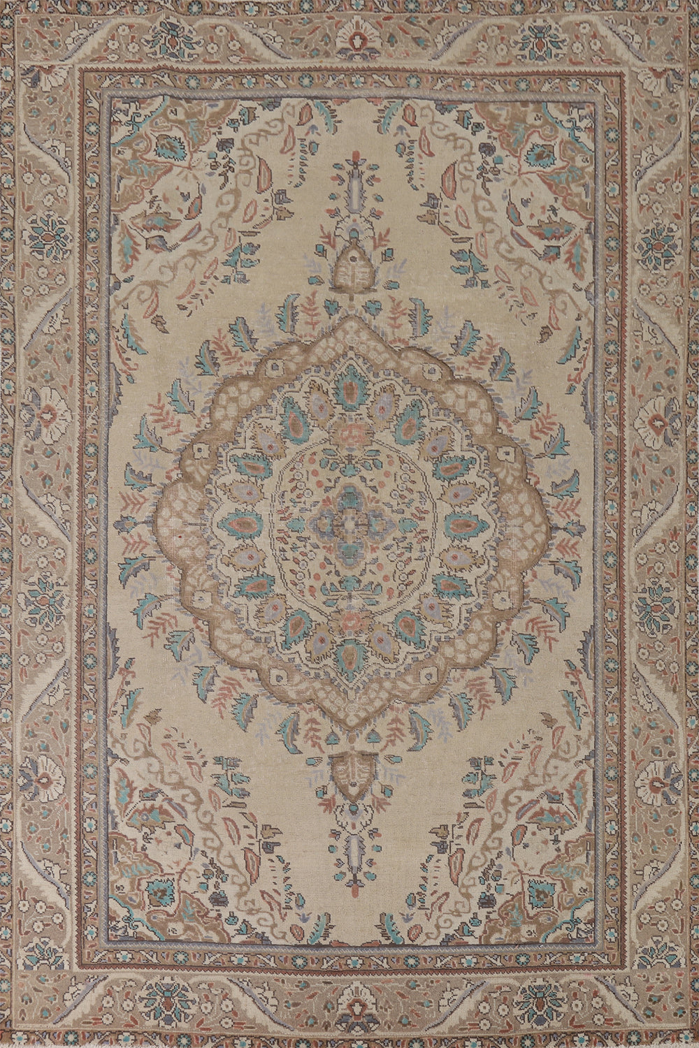 Vintage Distressed Tabriz Persian Area Rug 7x10
