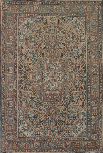 Vintage Geometric Tabriz Persian Area Rug 6x9