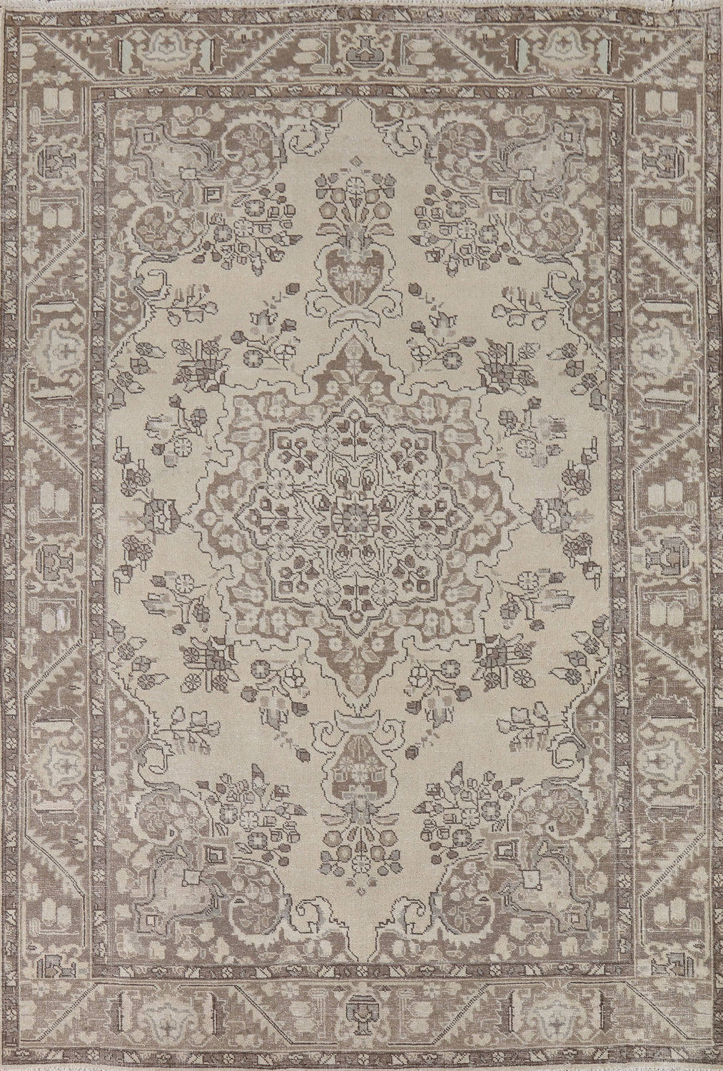 Distressed Wool Tabriz Persian Area Rug 7x10