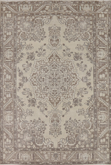 Distressed Wool Tabriz Persian Area Rug 7x10