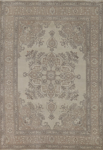 Distressed Wool Tabriz Persian Area Rug 7x10