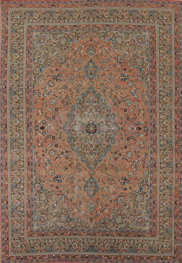 Distressed Wool Mashad Persian Area Rug 9x12