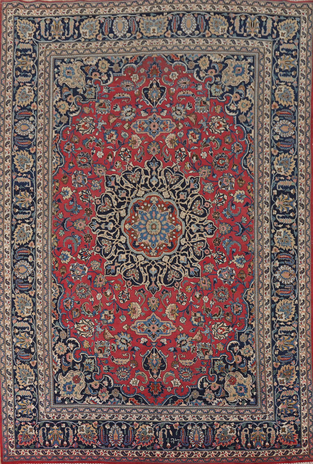 Handmade Wool Signed Mashad Persian Area Rug 8x11