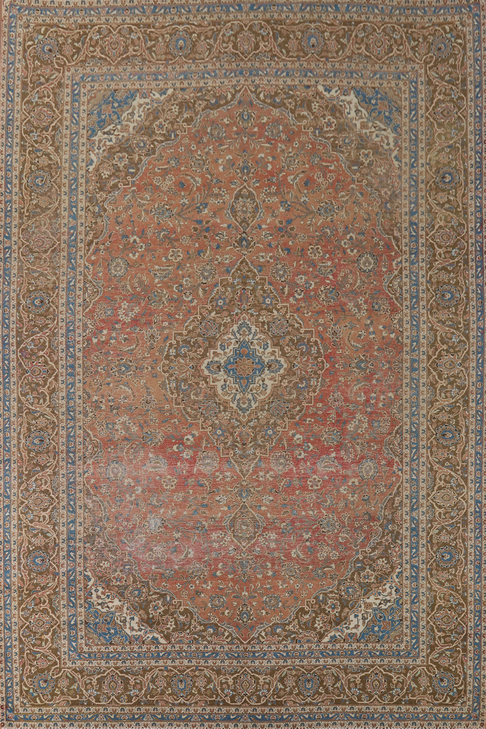 Vintage Distressed Mashad Persian Area Rug 10x13