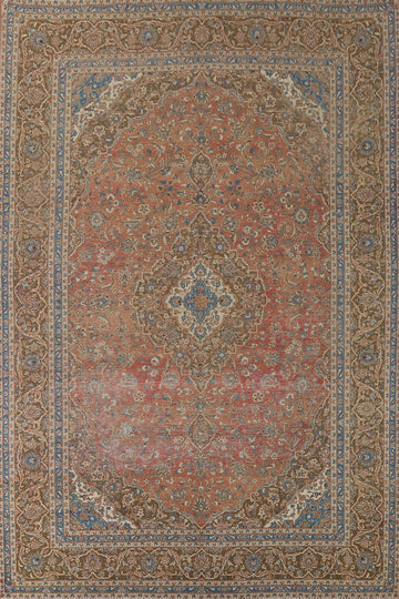 Vintage Distressed Mashad Persian Area Rug 10x13