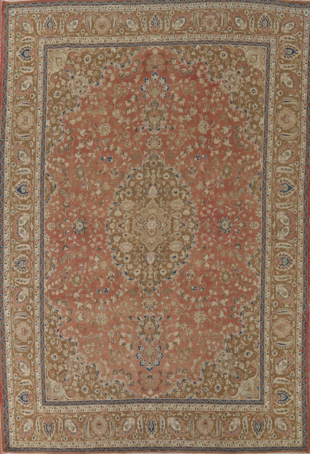 Vintage Floral Mashad Persian Area Rug 10x13